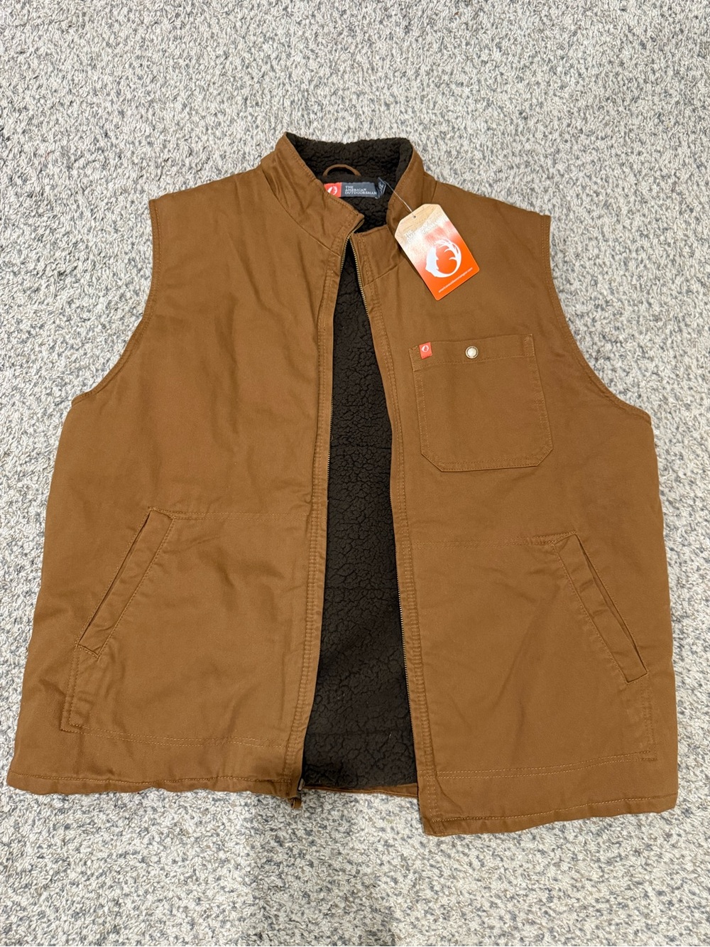 Brown Quilted-Lined Workwear Vest - Men's Sleeveless Jacket